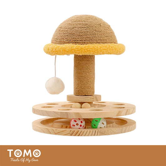 【TOMO】蘑菇劍麻球貓轉盤｜貓咪磨爪互動玩具