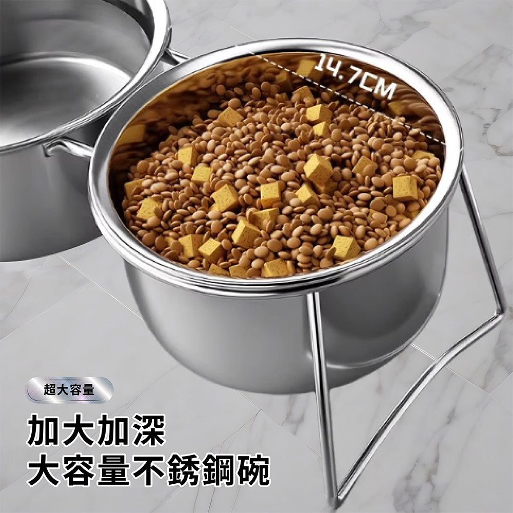 【TOMO】304不鏽鋼寵物雙碗｜貓狗飼料飲水碗